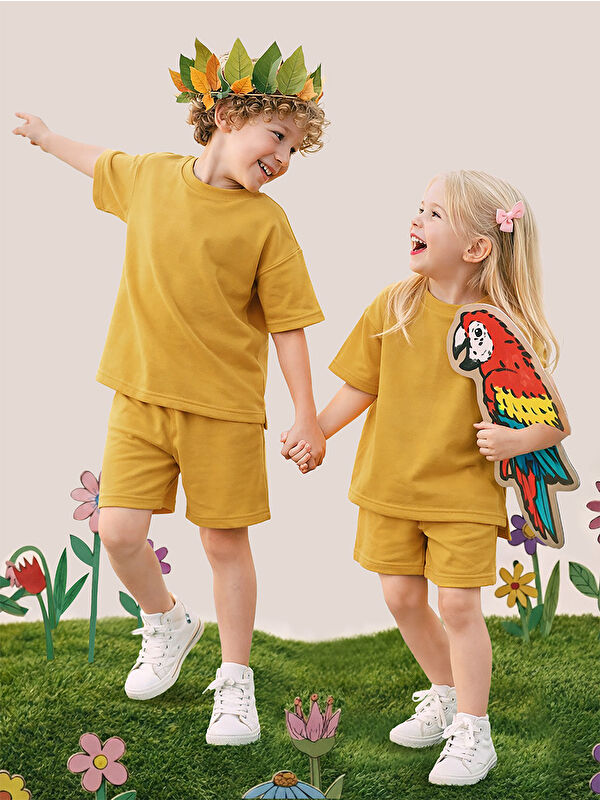 MSHB&G Oversize Hardal Unisex T-shirt Şort Takım