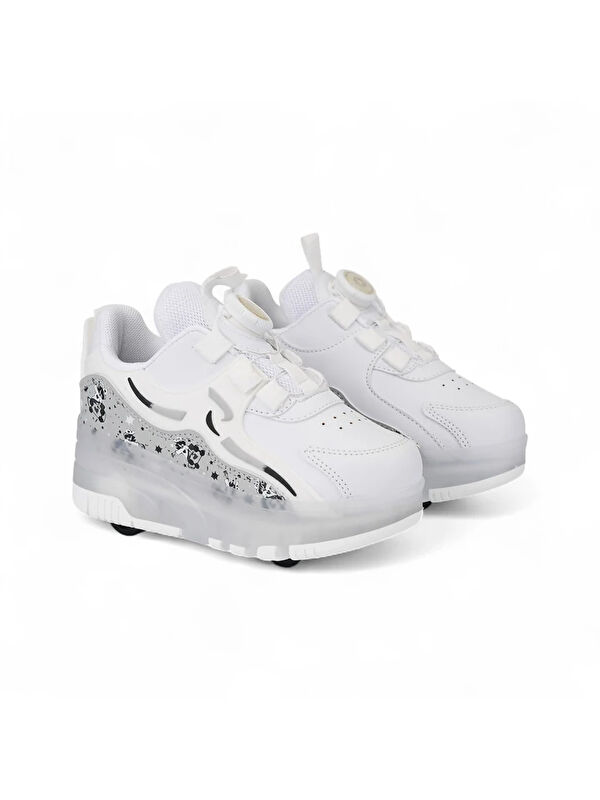 Beyaz Işıklı Patenli Ortopedik Unisex Çocuk Spor Ayakkabı Nils - Görsel 3