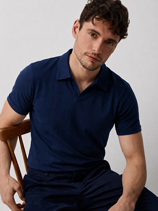COMBINE Erkek Polo Yaka Premium Comfort Spor Lacivert Tişört