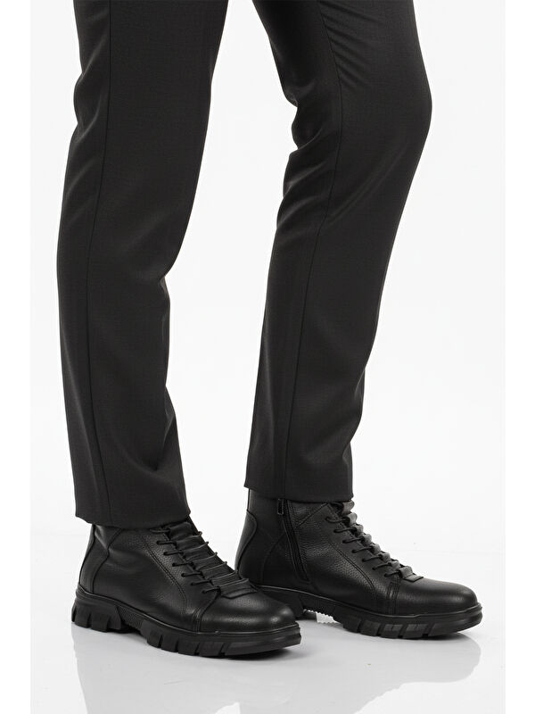 Siyah İçi Polarlı Kaymaz Fermuarlı Erkek Bot 660 M - Görsel 2