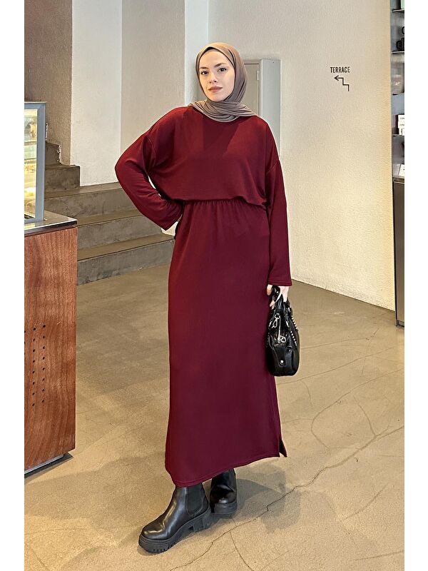 Lamelif Kristal Etekli Takım Bordo