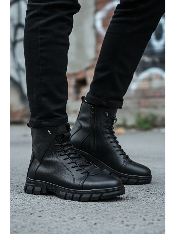 Siyah İçi Polarlı Kaymaz Fermuarlı Erkek Bot 660 M - Görsel 4