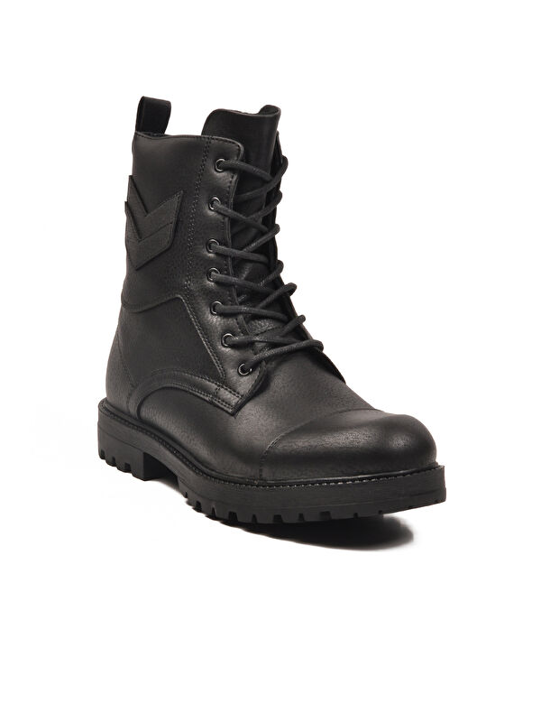 Siyah İçi Polarlı Kaymaz Bağcıklı Fermuarlı Erkek Postal Bot 347 M - Görsel 4