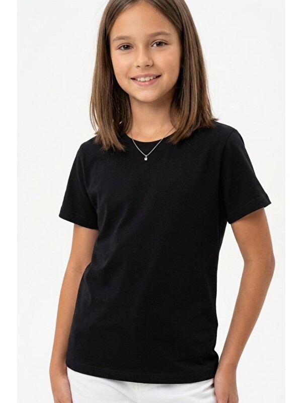 Modanino Kız Çocuk Geniş Kalıp Basic T-Shirt 6-14 Yaş 12691DS