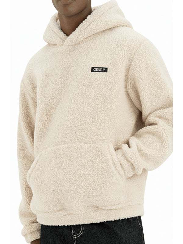 Genius Store Erkek Polar Sherpa Kuzu Kumaş İçi Şardonlu Kapüşonlu Sweatshirt SHERPA-KAP