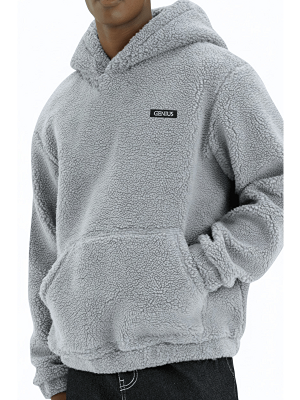 Genius Store Erkek Polar Sherpa Kuzu Kumaş İçi Şardonlu Kapüşonlu Sweatshirt SHERPA-KAP
