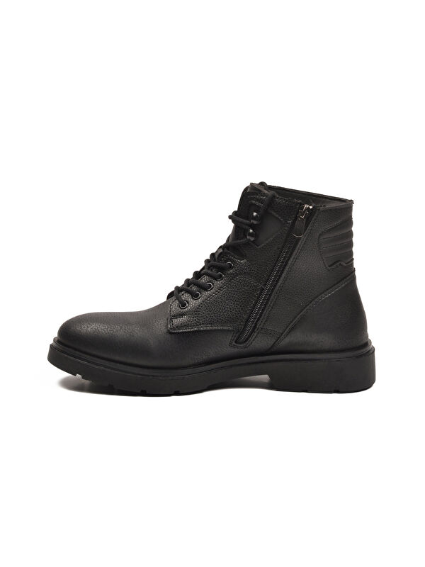 Siyah İçi Polarlı Kaymaz Fermuarlı Bağcıklı Erkek Bot 562 M - Görsel 5