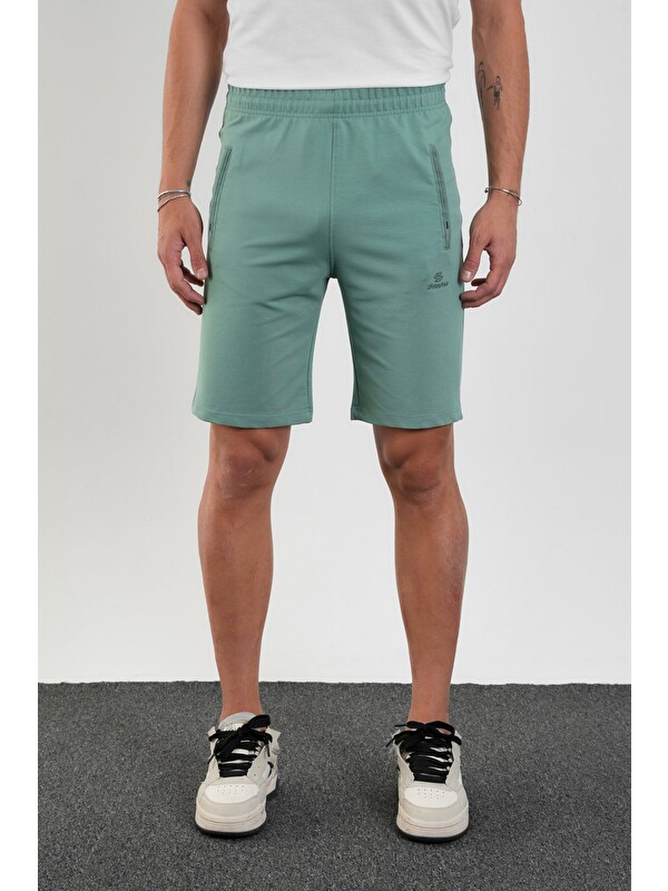 Shooter Sportswear Erkek  Regular Fit İki İplik Fermuar Cepli Pamuklu Şort