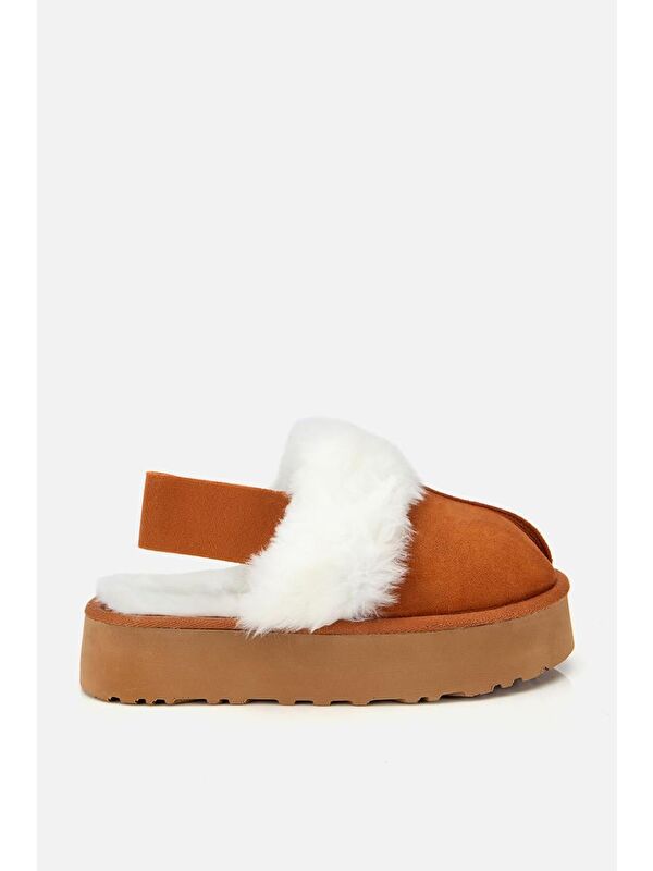 Yaya By Hotiç Kahverengi Yaya By Hotiç Yaya By Kadın Süet İçi Kürklü Yüksek Tabanlı Terlik