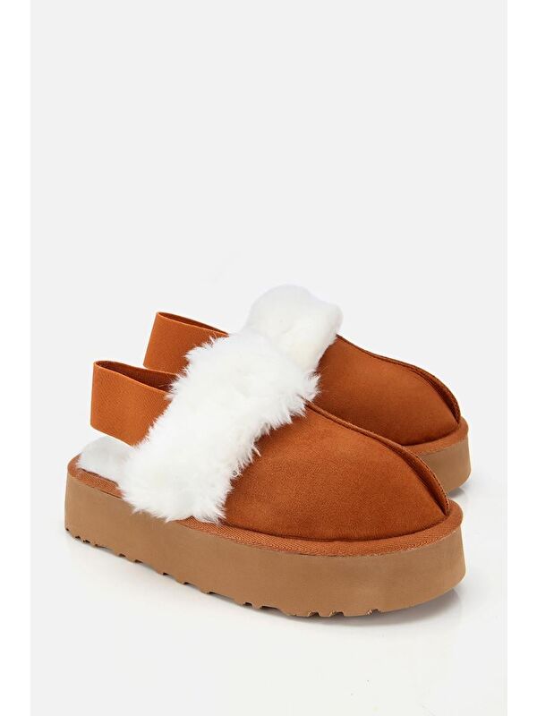 Yaya By Hotiç Kahverengi Yaya By Hotiç Yaya By Kadın Süet İçi Kürklü Yüksek Tabanlı Terlik