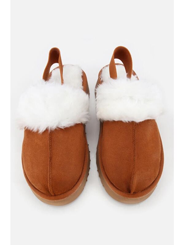 Yaya By Hotiç Kahverengi Yaya By Hotiç Yaya By Kadın Süet İçi Kürklü Yüksek Tabanlı Terlik