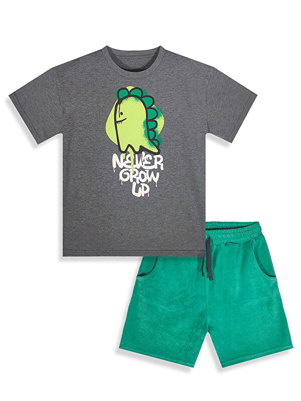Denokids Dino Spray Erkek Çocuk T-shirt Şort Takım