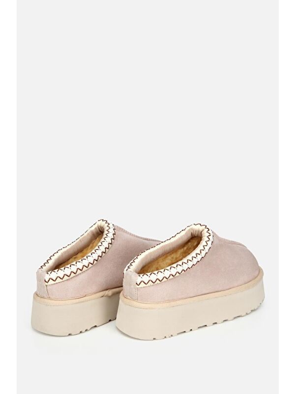 Yaya By Hotiç Kahverengi Yaya By Hotiç Yaya By Kadın Süet Dikiş Detaylı İçi Kürklü Yüksek Tabanlı Yarım Bot Terlik