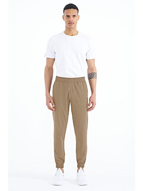 Tommylife Bej Erkek Basic Cepli Bağcıklı Rahat Form Lastik Paça Jogger Eşofman Altı - 84826