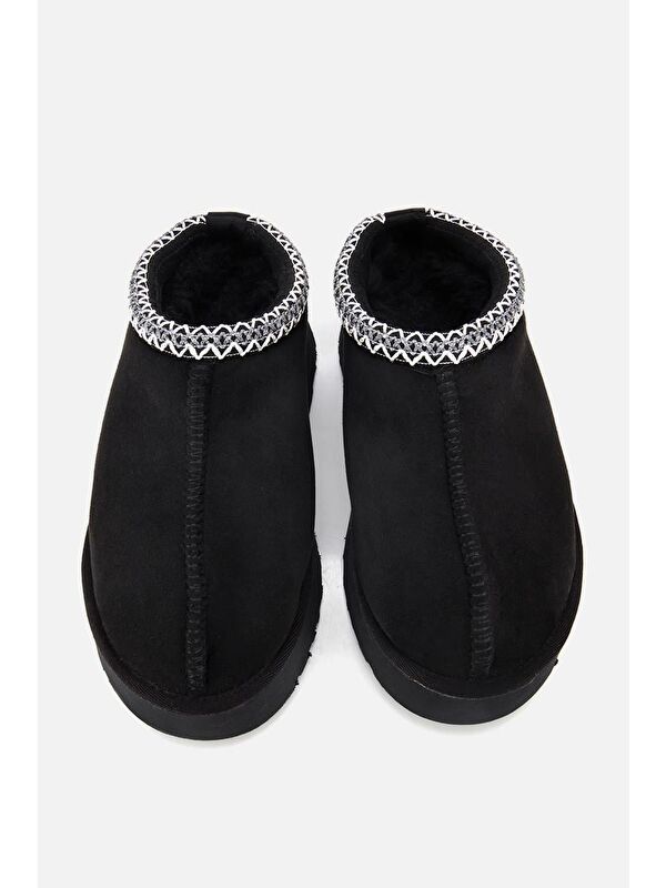 Yaya By Hotiç Kahverengi Yaya By Hotiç Yaya By Kadın Süet Dikiş Detaylı İçi Kürklü Yüksek Tabanlı Yarım Bot Terlik