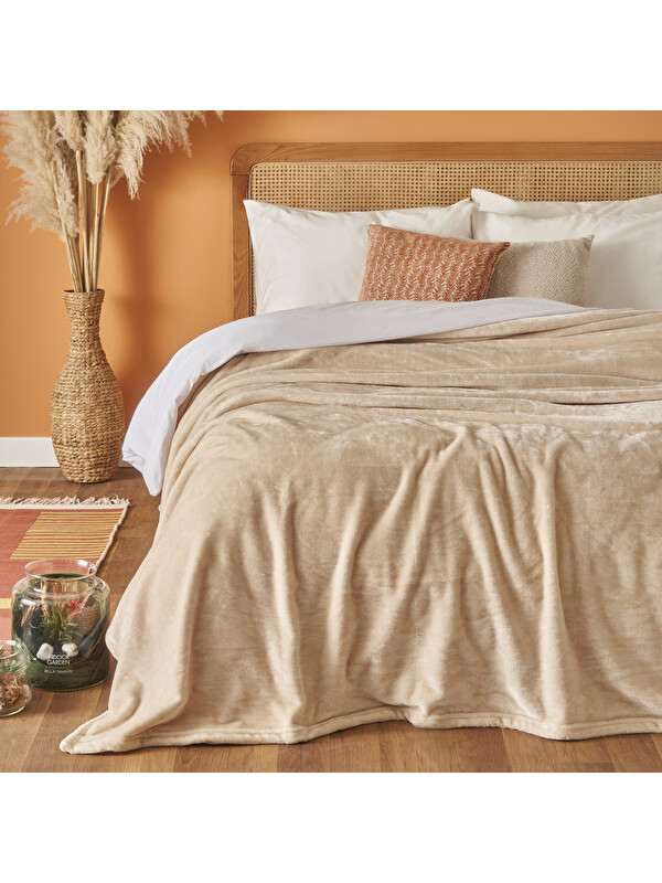 Bella Maison Shelly Wellsoft Çift Kişilik Battaniye Latte (200x220 cm)