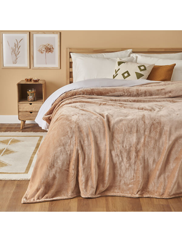 Bella Maison Shelly Wellsoft Çift Kişilik Battaniye Bej (200x220 cm)