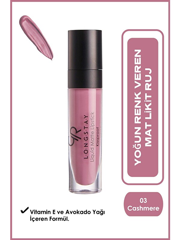GOLDEN ROSE Longstay Liquid Matte Lipstick No: 03 Cashmere Rose - Likit Mat Ruj