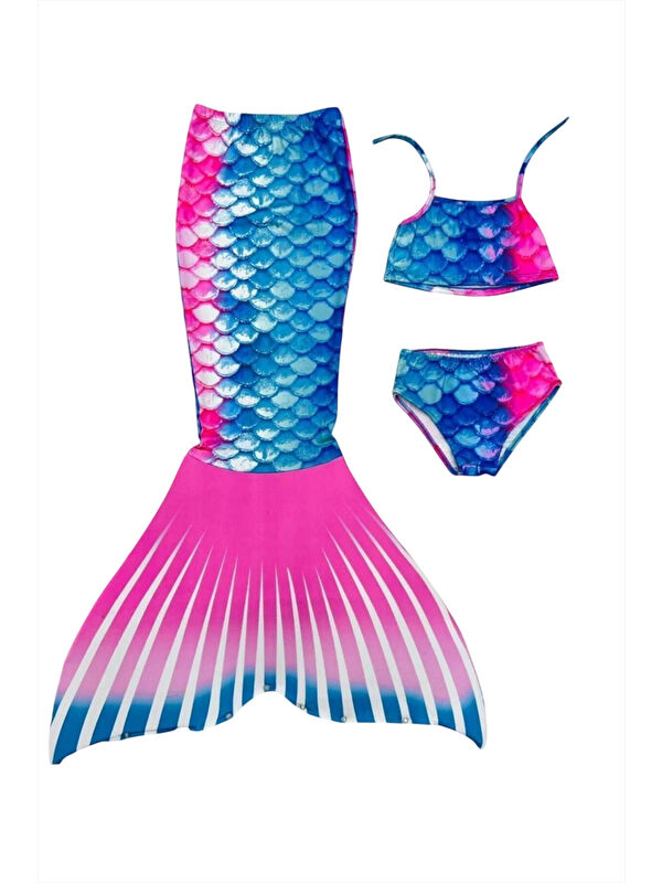 My Kids Wear Parlak Renkli Deniz Kızı Mayo Kostümü 3'lü Set