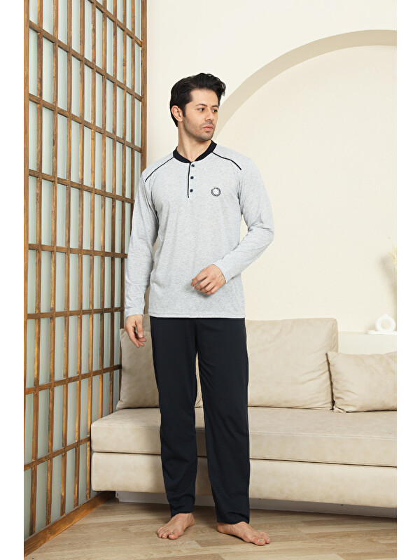 Enisena Erkek %100 Pamuklu Pijama Takımı-3 Düğmeli-12440
