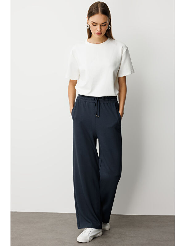 Mizalle Beli Lastikli Yumuşak Dokulu Antrasit Jogger Pantolon