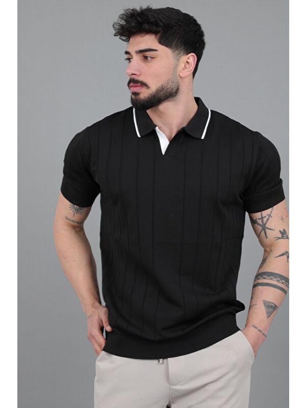 Stilkombin Apaç Yaka Çizgi Desen Tişört JRX 1003_30496