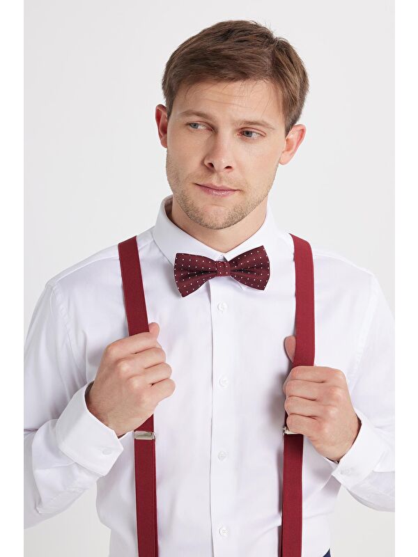 TUDORS Erkek Slim Fit  Premium Elastanlı Pamuk Saten Beyaz Gömlek
