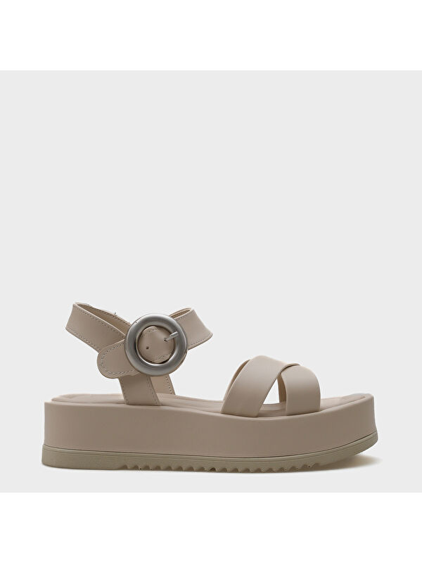 Capone Outfitters Dolly Çapraz Bantlı Konfor Tokalı Dolgu Topuklu Kadın Sandalet