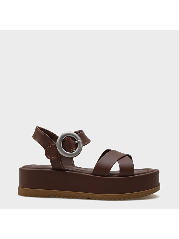 Capone Outfitters Dolly Çapraz Bantlı Konfor Tokalı Dolgu Topuklu Kadın Sandalet