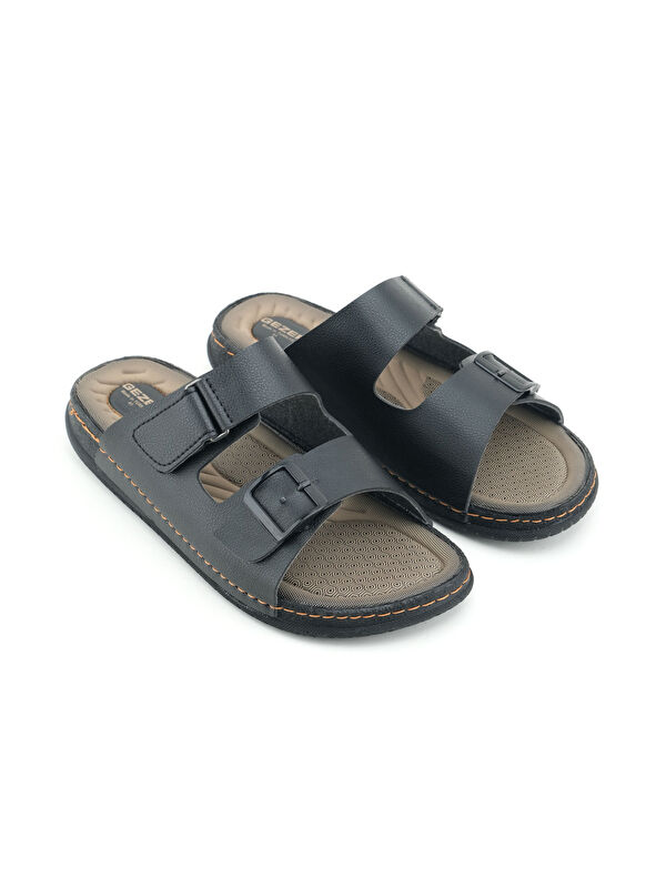 Yazlık Erkek Suni Deri İki Toka Ayarlanabilir Rahat Taban Günlük Terlik - Görsel 4