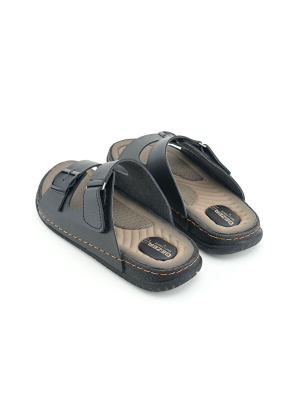 Yazlık Erkek Suni Deri İki Toka Ayarlanabilir Rahat Taban Günlük Terlik - Görsel 5