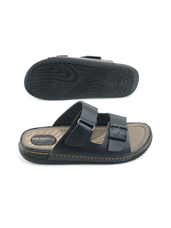 Yazlık Erkek Suni Deri İki Toka Ayarlanabilir Rahat Taban Günlük Terlik - Görsel 6