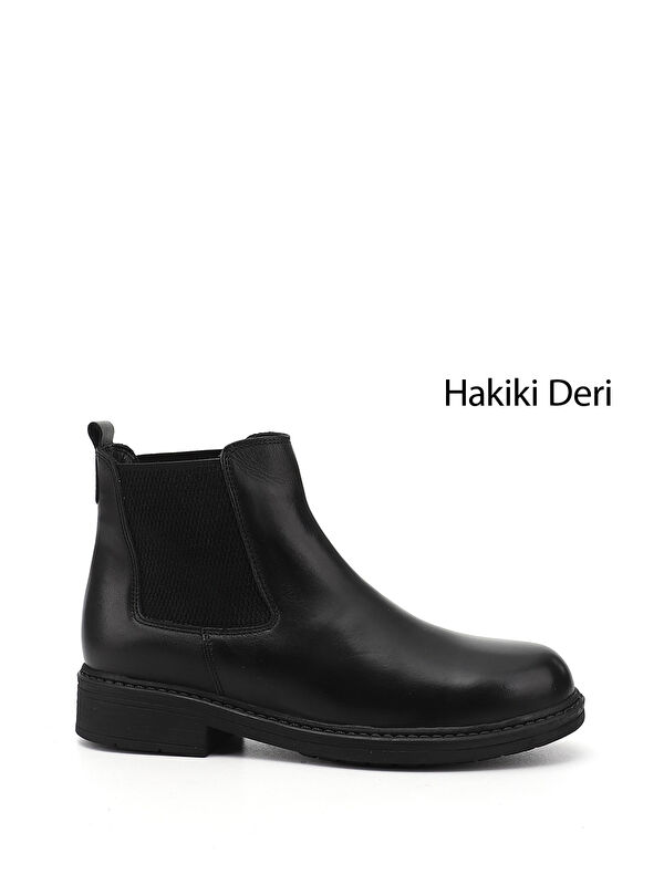 GÖNDERİ(R) Kadın ZÜMRÜT-SİYAH Kauçuk Taban Hakiki Deri Chelsea Bot