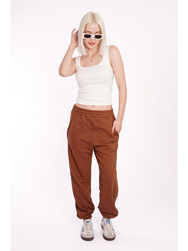 Madmext Kahverengi Comfort Fit Eşofman Altı Mg1353