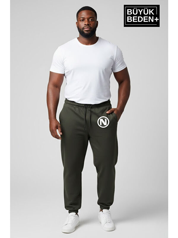 Süperlife Erkek Büyük Beden N Logolu Paça Lastikli Rahat Kesim Jogger İnce Eşofman Altı SPR26BEA951-4
