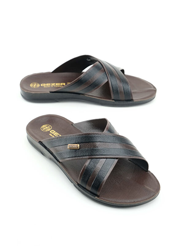 Erkek Yazlık PU Taban Suni Deri Rahat Taban Ev Bahçe Günlük Terlik - Görsel 2