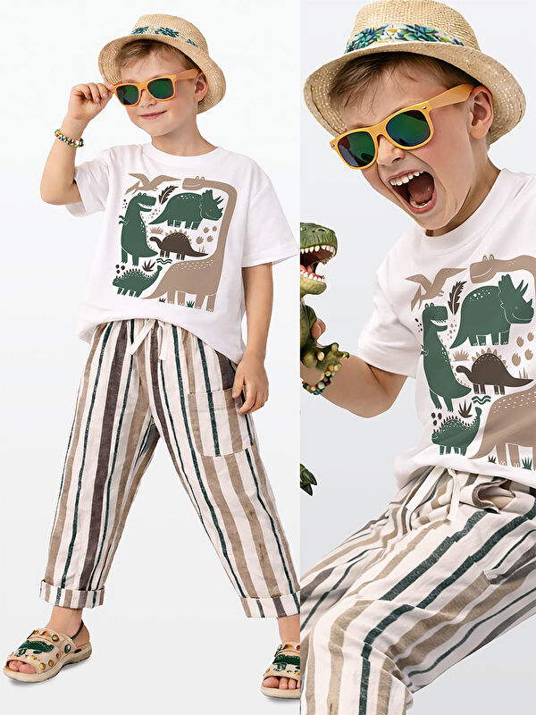 Denokids Dinolar Erkek Çocuk T-shirt Pantolon Takım