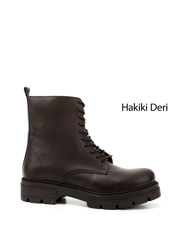 Kadın ORTA KAHVERENGİ Fermuarlı Hakiki Deri Postal Bot - Görsel 2