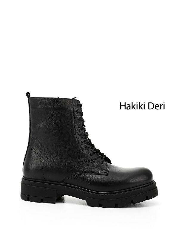 GÖNDERİ(R) Kadın ZÜMRÜT-SİYAH Fermuarlı Hakiki Deri Postal Bot