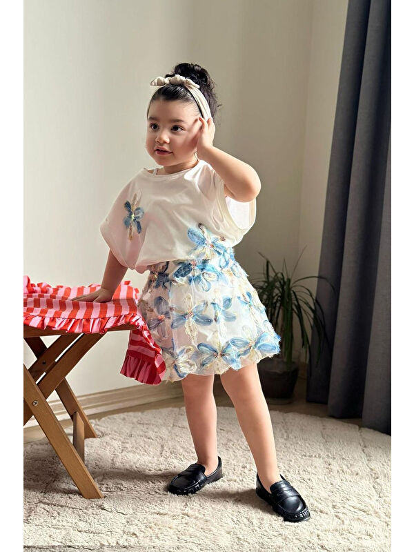 My Kids Wear Zambak Çicekli Kız Çocuk Etekli Takım