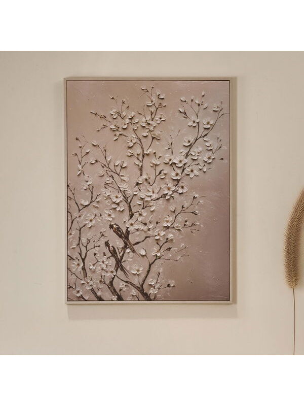 Evidea Deco Bloom Kanvas Tablo - Krem - 100x75 cm