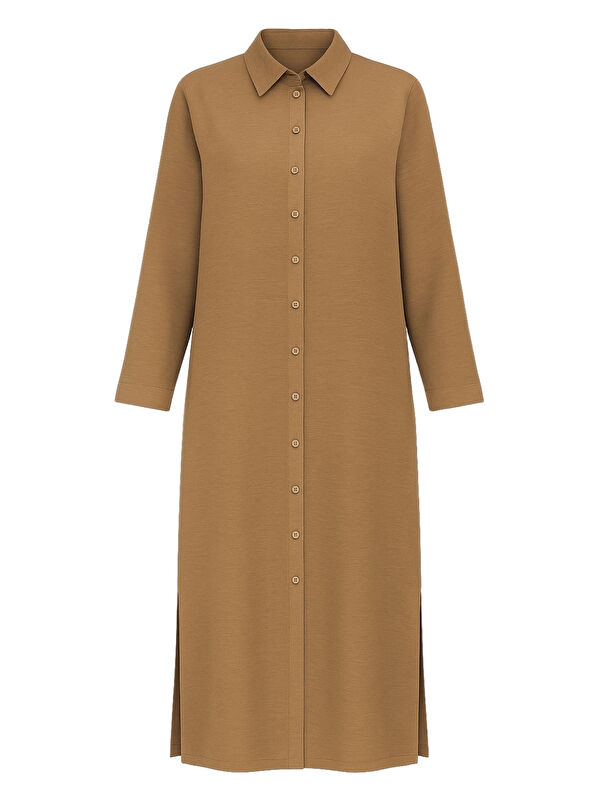 Mizalle Taba Modal Karışımlı Camel Uzun Tunik