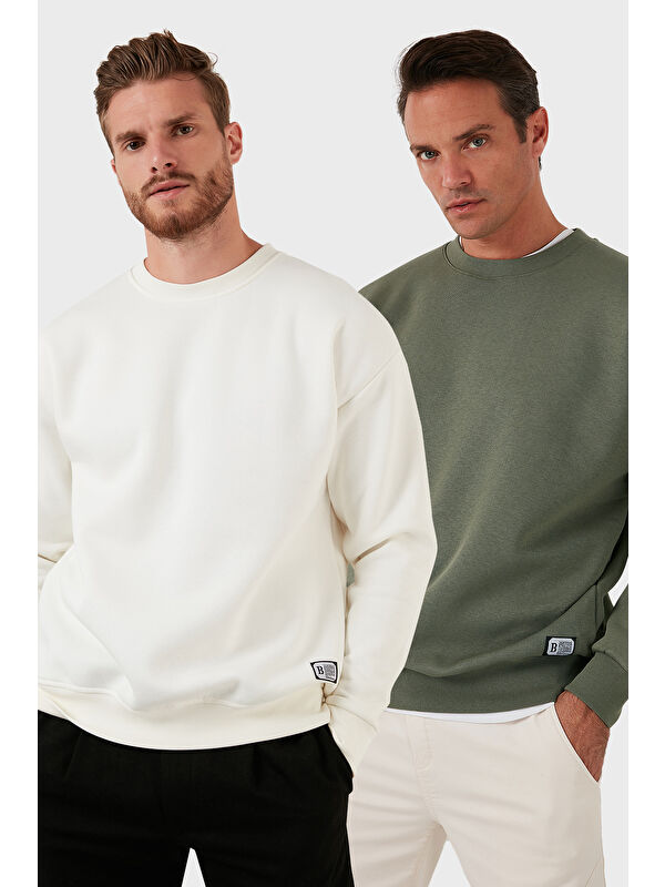 Buratti Regular Fit Bisiklet Yaka Şardonlu 2'li Paket Sweat 5905255S2