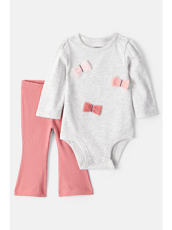 Carter's Kız Bebek Gri Body Pantolon