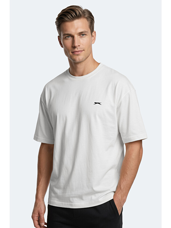 SLAZENGER KEANE Erkek Oversıze Beyaz Tişört