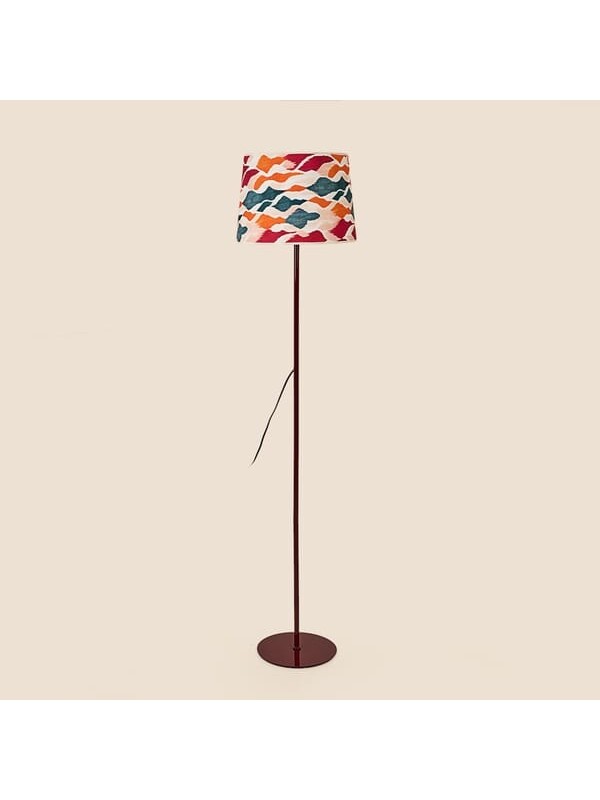 Evidea Lighting Metal Ayaklı Desenli Kumaş Başlık Lambader - Renkli - 150 cm