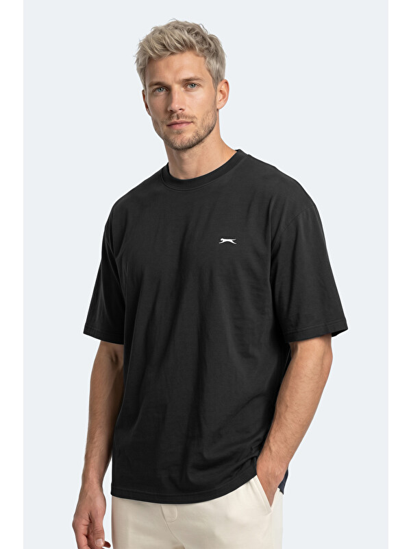 SLAZENGER KEANE Erkek Oversıze Siyah Tişört