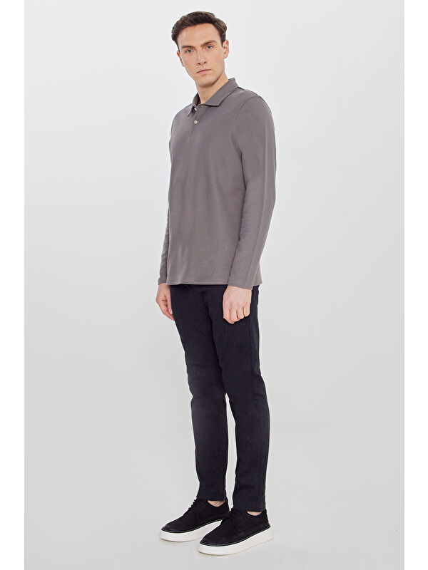 AC&Co / Altınyıldız Classics Erkek Siyah Pamuklu Slim Fit Dar Kesim 5 Cepli Esnek Casual Pantolon