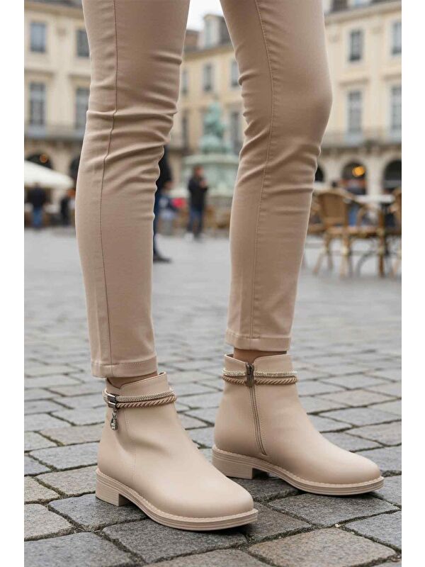 Bej Cilt Fermuarlı Kaymaz Bot 325126 Z - Görsel 4