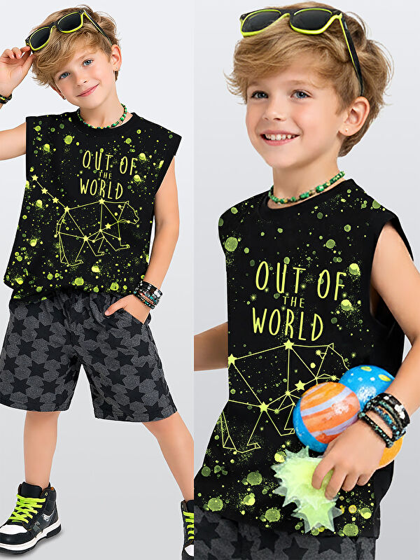 Denokids Out Of World Erkek Çocuk T-shirt Şort Takım